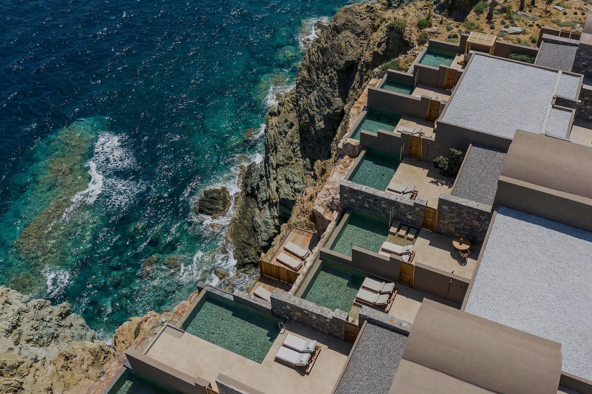 Acro Suites Crete — clifftop cave suite with private infinity pool above the Aegean